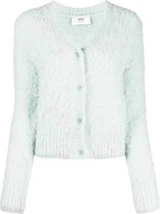 V-neck fleece cardigan