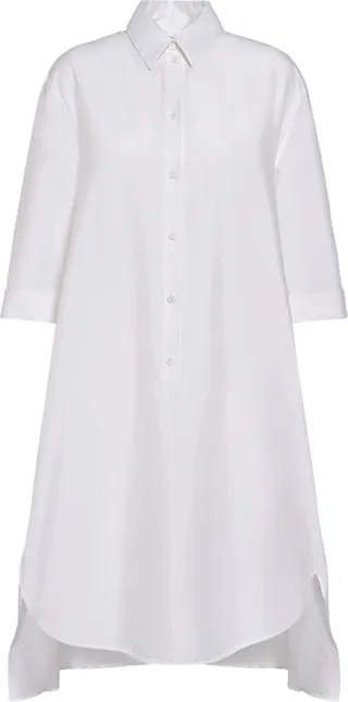 Cotton blend poplin midi shirt dress