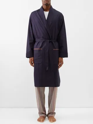 Artist-stripe Cotton-poplin Robe