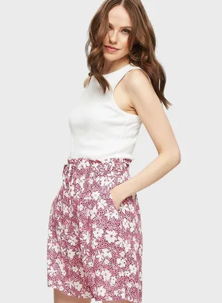 High Waist Floral Print Shorts