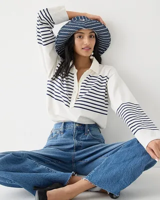Long-sleeve polo shirt in stripe