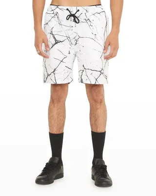 Men's The Neptune Marble-Print Shorts - BCI Cotton