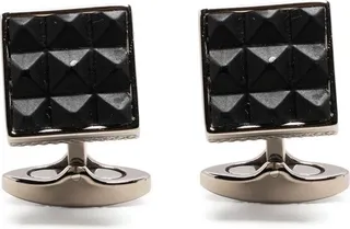 Pyramid leather and titanium cufflinks