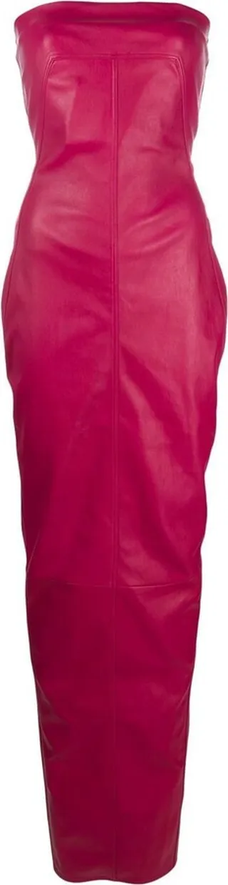 Off-Shoulder Leather Maxi Dress