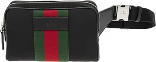 Gucci Web Stripe Canvas & Leather Crossbody Belt Bag