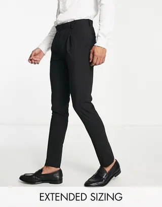 Noak 'Camden' skinny premium fabric suit pants in black with stretch