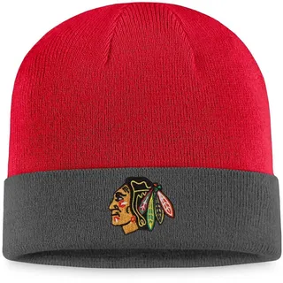 Men's Fanatics Branded Charcoal and Red Chicago Blackhawks Team Cuffed Knit Hat