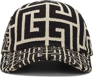 BALMAIN Mix Monogram Cap in Black