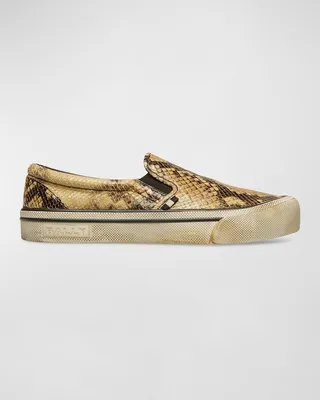 Men's Leory Snake-Print Slip-On Sneakers