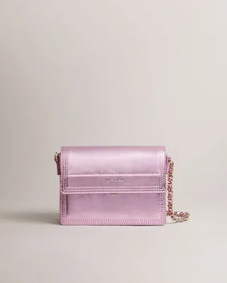Leather Crossbody Bag in Pink