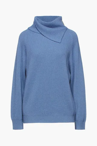 Bead-embellished ribbed cashmere turtleneck sweater