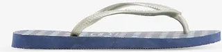Womens Navy Blue Logo-embossed Polka-dot Rubber Flip-flops