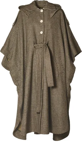 Jejia Houndstooth Hooded Poncho
