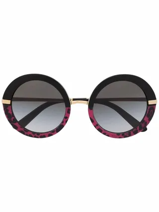 Half-print round-frame sunglasses