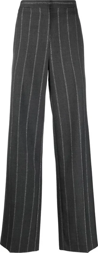Stitch-Detail Striped Tailored Trousers
