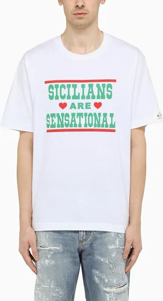 White Crew-neck T-shirt With Print
