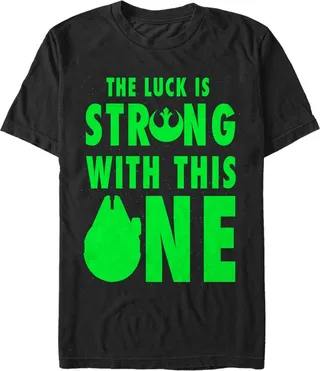 Men's Star Wars St. Patrick's Day Luck is Strong Falcon T-Shirt - Black - Large