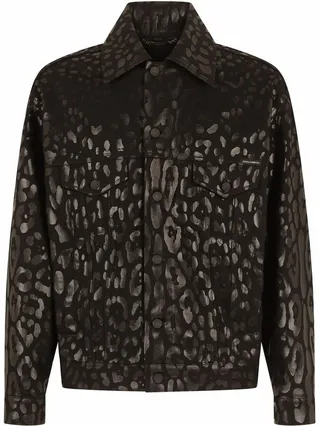 Leopard-Print Denim Jacket