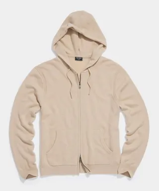 Cashmere Full Zip Hoodie in Burlap