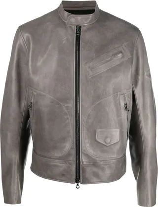 Zip-Up Leather Jacket