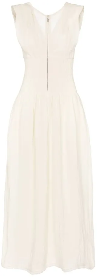 Smocked linen maxi dress