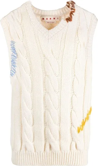Contrast-Stitch Knitted Vest