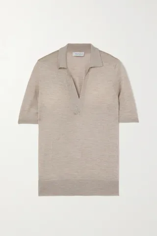 Gabriela Hearst - Frank Cashmere And Silk-blend Polo Shirt - Neutrals