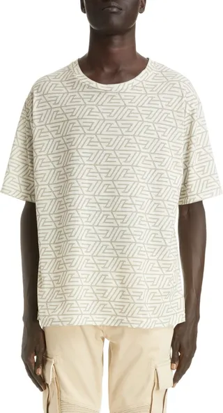 Pyramid Monogram Print Cotton T-Shirt