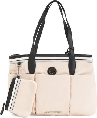 Canvas Tote With Front Pockets