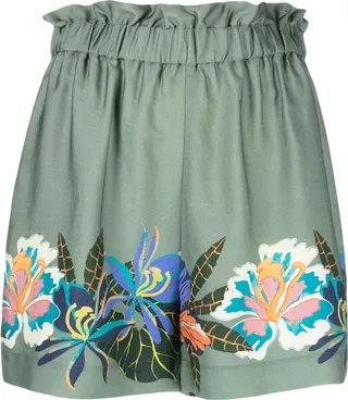High-Waisted Floral-Print Shorts