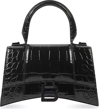 Hourglass XS Handbag Crocodile Embossed With Rhinestones
