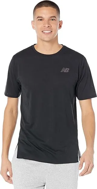 New Balance Q Speed Jacquard Short Sleeve (Black) Men's Clothing