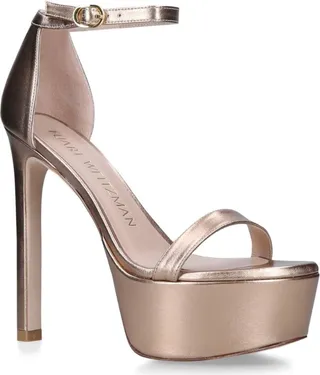 Stuart Weitzman Leather Nudist Hollywood Platform Sandals 145