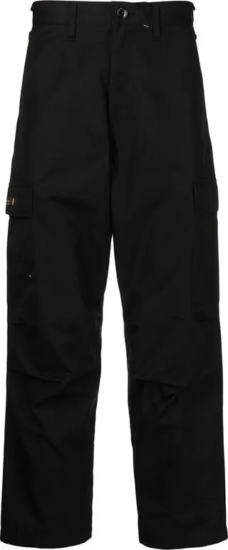 Logo-Patch Cotton Straight Trousers