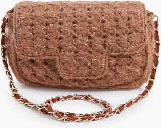 Tan Woven Shoulder Bag
