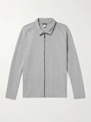 Smartwear Organic Cotton-Blend Jersey Zip-Up Sweater