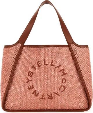 Stella McCartney Logo Embroidered Raffia Tote Bag