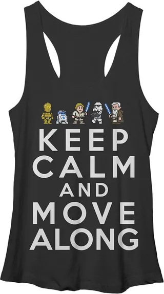 Women's Star Wars Keep Calm and Move Along Racerback Tank Top - Black Heather - X Large