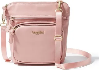 Baggallini Modern Pocket Vegan Leather Crossbody (Blush) Handbags