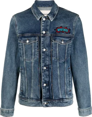 All-Over Motif Embroidery Denim Jacket