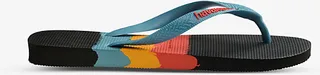 Womens Black Basil-flag Rubber Flip-flops