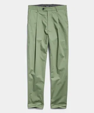 Italian Stretch Twill Madison Suit Trouser in Faded Olive