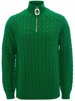 Henley cable-knit jumper