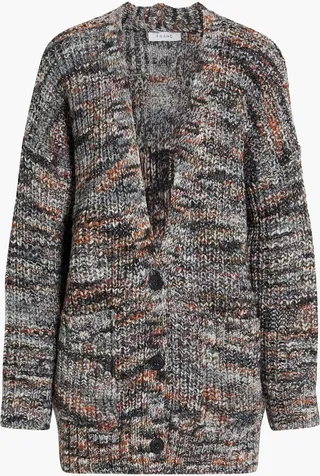 Marled ribbed-knit cardigan