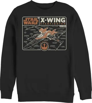 Men's Star Wars: The Rise of Skywalker X-Wing Schematic Frame Sweatshirt - Black - 3X Large
