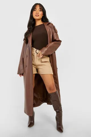 Petite Woven Belted Cargo Tailored Shorts