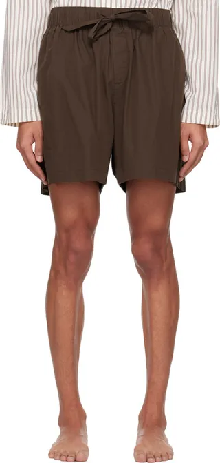 Tekla Brown Oversized Pyjama Shorts