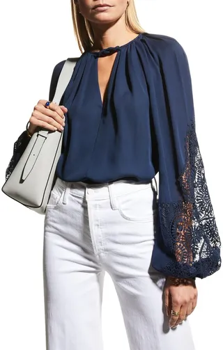 Odette Balloon-Sleeve Silk Blouse