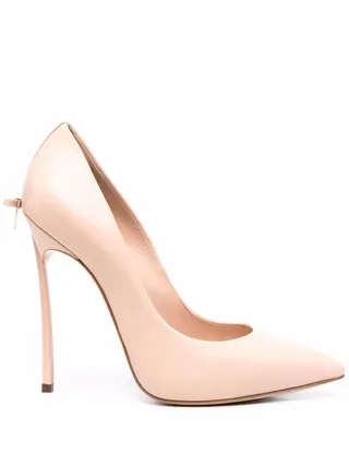 Blade bow-detail leather pumps