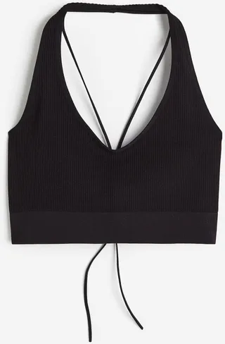 Seamless Halterneck Top with Lacing